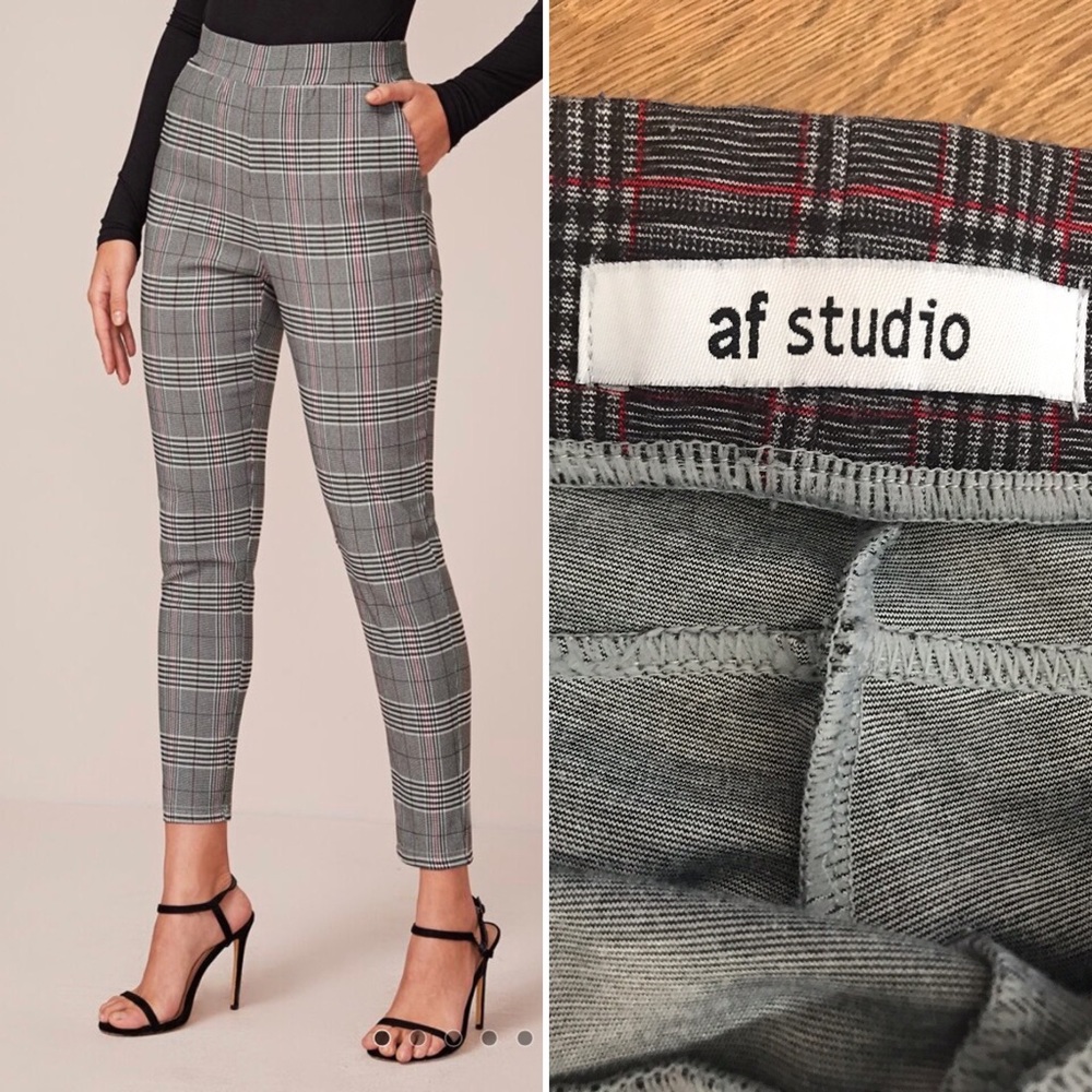 Plaid skinny suit pants 👖